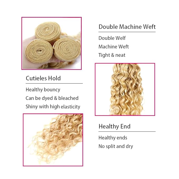 26 28 30 inch Blonde Bundles Human Hair 613 Bundles P27613 Water Wave Bundle 613 Wet and Wavy Bundle Human Hair 150g