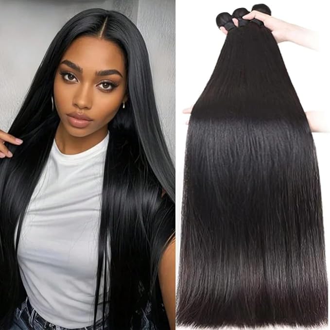 Straight Bundles Human Hair 12A Grade 100% Unprocessed Brazilian Virgin Human Hair Bundles 18 20 22 inch 3 Bundle Natural Black Color