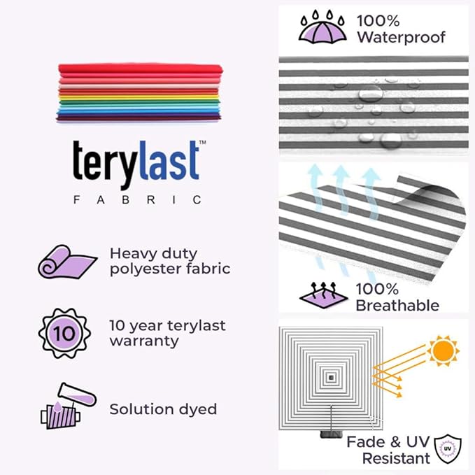 Midtown Umbrellas 9 x 9 Ft Outdoor Cantilever Patio Umbrella w/Terylast Grey Stripes Fabric - Rotate 360° Offset Patio Umbrella, Deck Patio Umbrella, Backyard Umbrella & Garden Umbrella - Black Frame