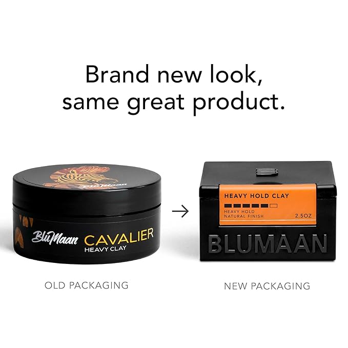 BLUMAAN Heavy Hold Clay - Men's Extra Strong Hold Hair Clay Creates Texture and Volume (2.5 oz) - Natural Matte Finish with Organic Oils - Controls Coarse,Thick, Unruly Hair
