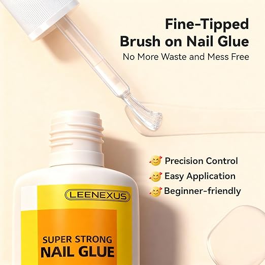 Super Strong Brush On Nail Glue,【Advanced Resin Formula with Deep Micro-Anchoring】 10ml Long Lasting Nail Bond Glue Gel for Press On Nails, Nail Tips & Acrylic Fake Nails, Mess Free & Fast Drying