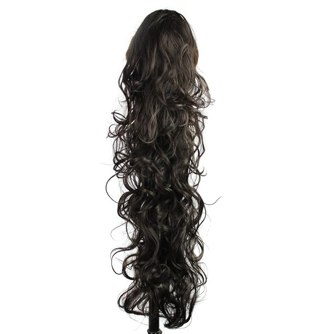 S-ssoy 31"(78cm) Women's Curly Pony Tail Hair Piece Synthetic Claw Clip Ponytail Wavy Long Curled in Hair Extension Extensions Long/Voluminous Wig Hairpieces for Women Girls Lady,2#