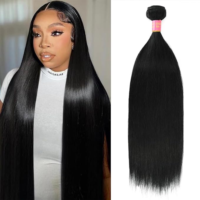 20 Inch One Bundle Human Hair Straight Bundles Human Hair 100% Unprocessed Brazilian Virgin Human Hair Extensions Natural Black