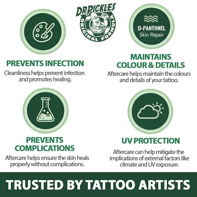 Dr Pickles VEGAN Tattoo Balm 1.76 oz / 50g - Vegan Formula, Heals + Protects + Rejuvenates Tattoos