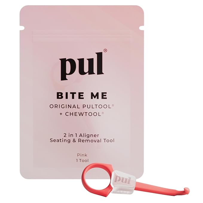 PUL Pack of 1 Reusable 2-in-1 Aligner Seating Chewie & Removal Tool — Compatible with Invisalign, Removable Braces, Retainers, Trays – Easy-to-Use Remover & Chew, Dental & Oral Hygiene Care – Pink