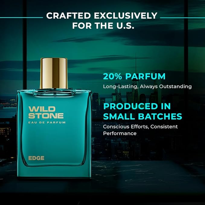 Wild Stone Edge Eau de Parfum for Men, 100 Ml | Long-lasting Eau De Parfum | Luxury Fragrances | Fragrance for Modern Lifestyle | Clean Ingredients | Premium Scent For Men