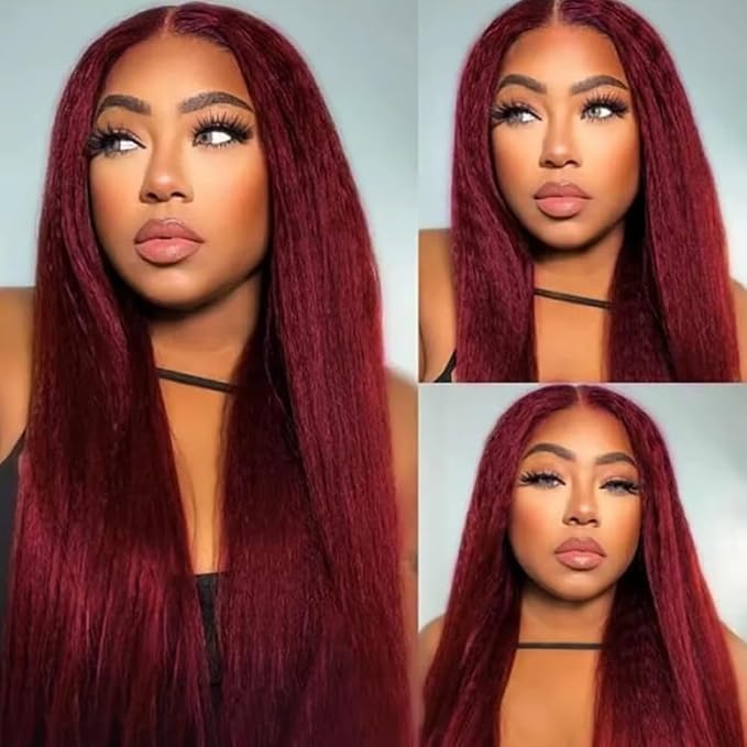 99j Bundles Human Hair Burgundy Yaki Straight Bundles Red Human Hair Bundle 18 20 22 inch 99J Yaki Bundle