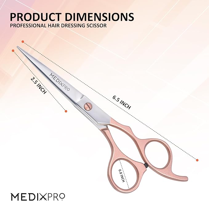 Professional Hair Cutting Scissors 6.5 Inch Japanese Stainless Steel Barber Scissors for Men & Women Ultra Sharp Convex Blades, Ergonomic Handle Salon Grade Hair Shears for Home & Barbers