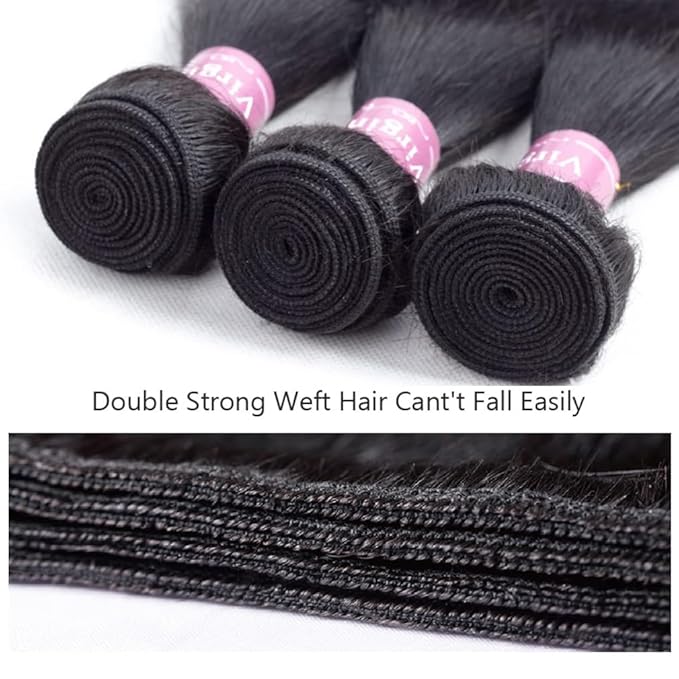 Straight Bundles Human Hair 12A Grade Human Hair Bundles 12 Inch For Black Women 180 Density Unprocessed Virgin Human Hair Extensions Natural Color Straight Hair Bundles