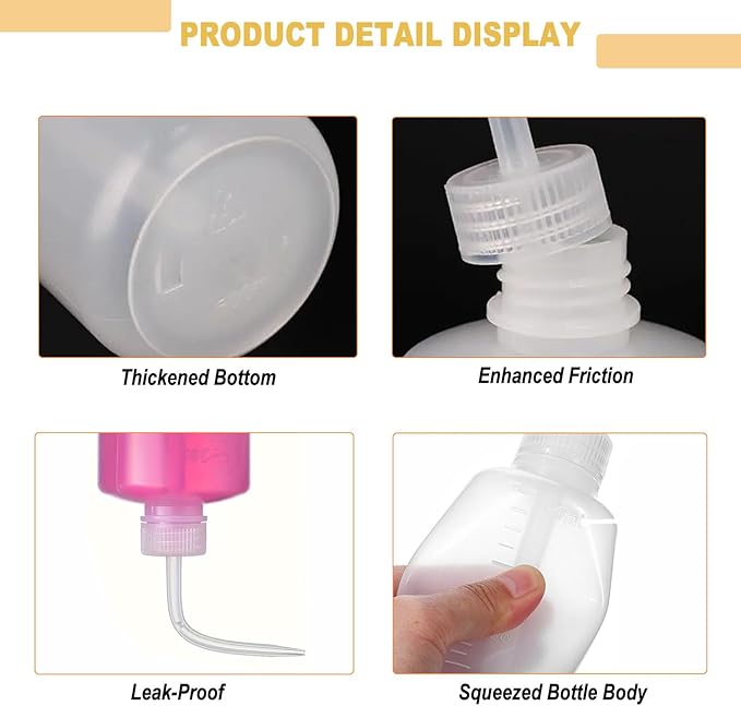 Yuelong Plastic Squeeze Bottle,2Pcs Safety Wash Bottle 500ml Convenient Green Soap Supply Tattoo Squeeze Bottle with Scale Labels Watering Tools for Medical Label Tattoo Supplies(500ml,16oz,1 Bottle)
