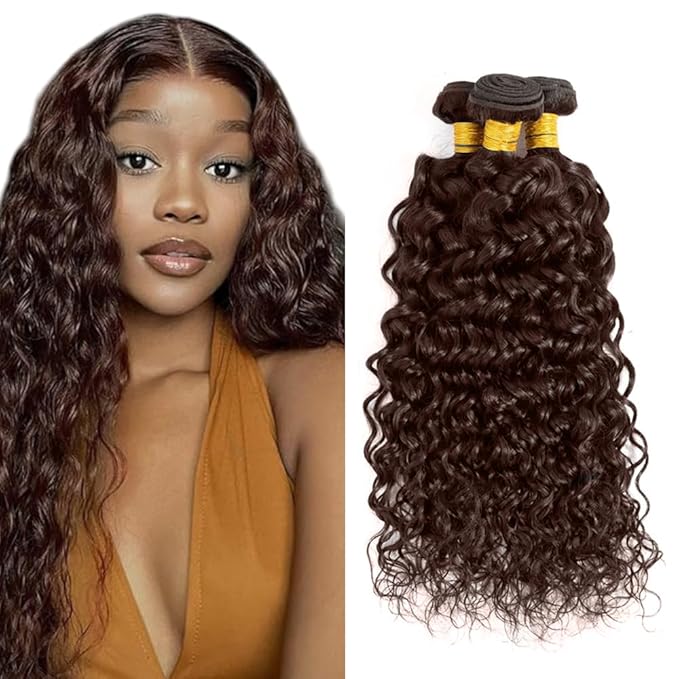 30 32 34 inch #4 Bundles Human Hair Brown Water Wave Bundles Chocolate Brown Human Hair Bundle #4 Water Wave Bundle
