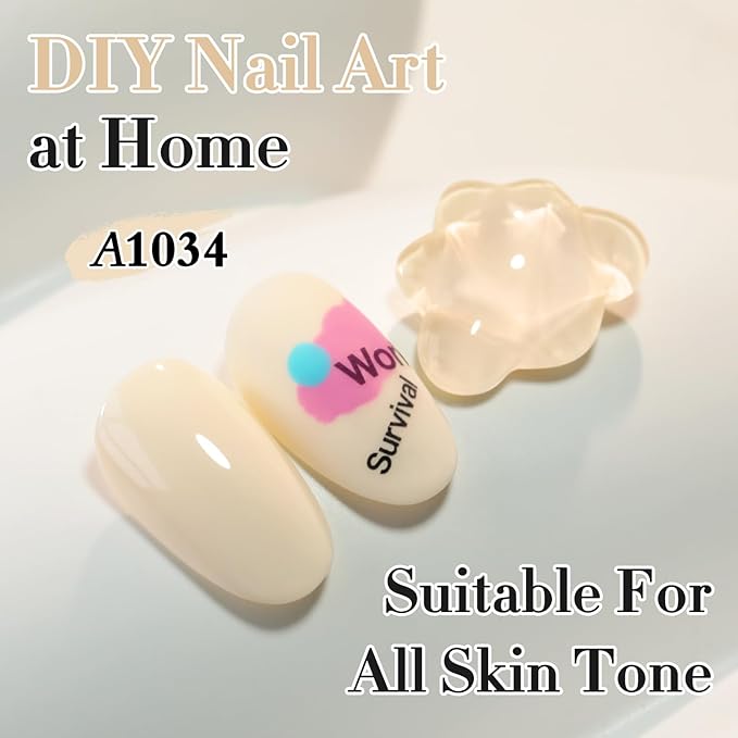Double Rhythm 0.50 OZ Gel Polish Hema Free Same Color Same Bottle Golden Round Translucent Neutral Natural Milky 15 ML Jelly UV Polish Art DIY at Home (Cream-C1034)