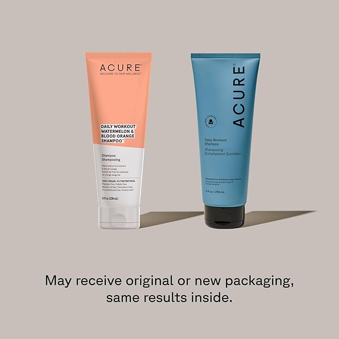 Acure Daily Workout Watermelon Shampoo - Lightweight Hydrating & Clarifying Shampoo for Women & Men w/Oily, Damaged Hair & Dry Scalp, Color Safe, Vegan, Paraben & Sulfate Free - 8 fl oz (2 Pack)