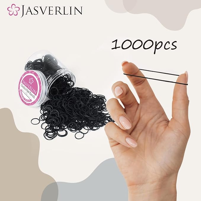 Small Rubber Bands for Hair, Black Mini Hair Ties Elastics Bands for Little Girls Baby Toddler, Braids Styling Accessories No Damage No Pull 1/2 inch 1000 Pcs