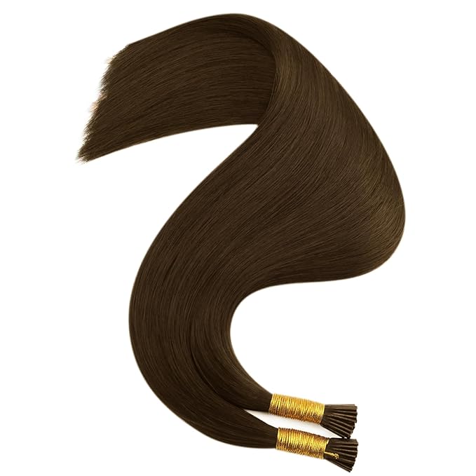 Full Shine Itip Human Hair Extensions 22 Inch Long Straight Natural Remy Hair Color 4 Medium Brown 40 Grams Invisible Cold Fusion Extensions add Length