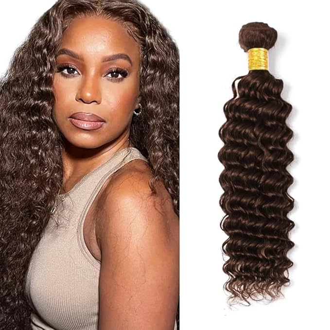 24 inch Brown Bundles Human Hair #4 Deep Wave Bundles Chocolate Brown Human Hair Bundle 100g