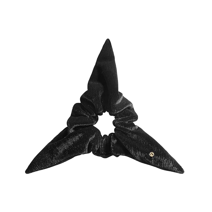 Evita Peroni Velvet Triangle Scrunchie for Women - Luxe Stretchy Hair Tie for Girls - Soft Polyester Spandex Hair Band - Winter Christmas Gift in Luxury Box (Black)