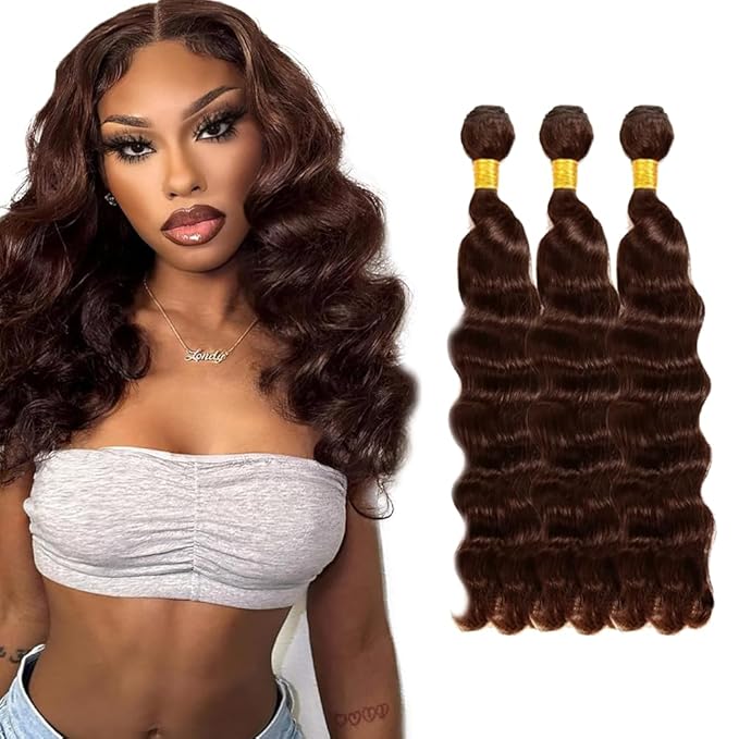 Brown Human Hair Bundles #4 Loose Wave Bundles Human Hair 12 14 16 inch #4 Loose Deep Wave Bundle Dark Brown Color 150g