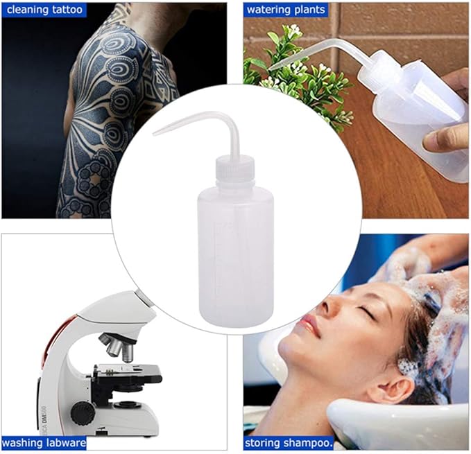Yuelong Plastic Squeeze Bottle,2Pcs Safety Wash Bottle 500ml Convenient Green Soap Supply Tattoo Squeeze Bottle with Scale Labels Watering Tools for Medical Label Tattoo Supplies(500ml,16oz,1 Bottle)