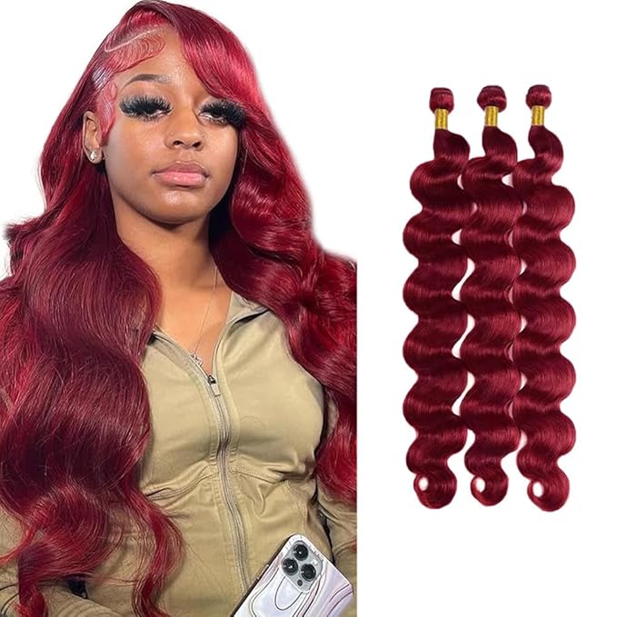 28 30 32 inch Burgundy Bundles 99j Body Wave Human Hair Bundles Red Human Hair Bundle Burgundy Body Wave Bundle 150g