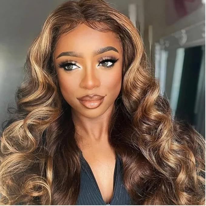 UNICE Body Wave Honey Blonde Highlight Human Hair Weave 3 Bundles Ombre 100% Brazilian Human Hair Weaves for Sew in Extensions TL412 Color 14 16 18 inch