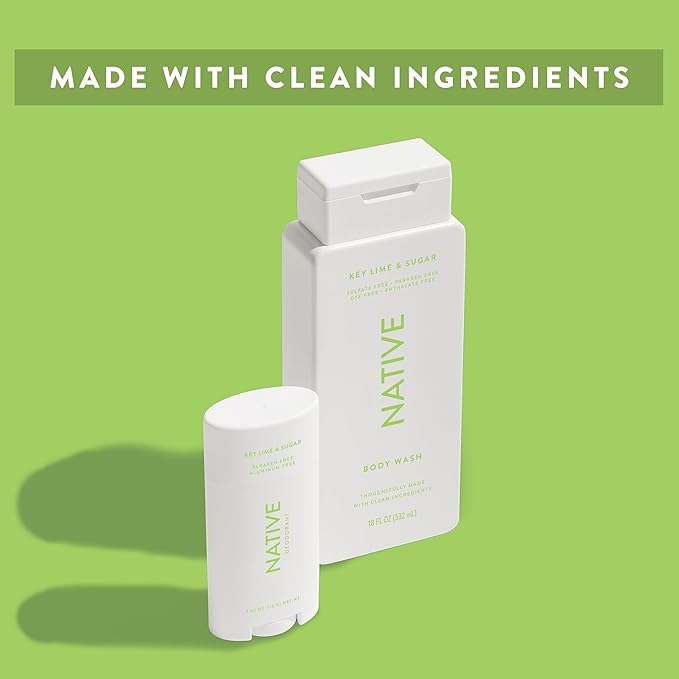 Native Body Wash Contains Naturally Derived Ingredients | For Women & Men, Sulfate, Paraben, & Dye Free Leaving Skin Soft and Hydrating | Key Lime & Sugar 18 oz