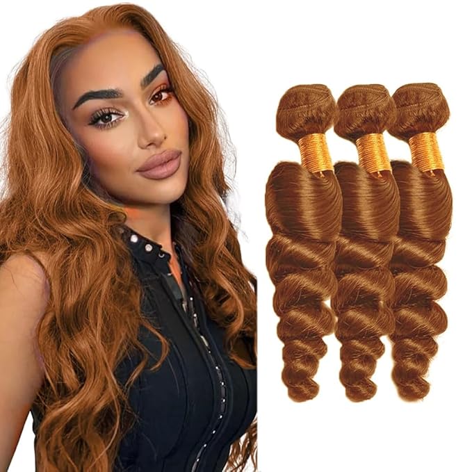 Brown Loose Wave Bundles Human Hair Color 30 Bundles 14 16 18 Inch 8A Brazilian Light Brown Bundles Virgin Remy Hair 3 Bundles Hair Weave 150g