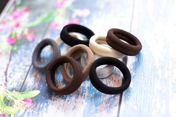 Burlybands Large Hair Ties for Thick, Heavy or Curly Hair - Non-Slip, Non-Damage, Seamless Women's Ponytail Scrunchies - Dk Gray, 8 Pcs