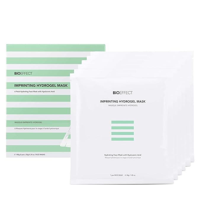 BIOEFFECT Imprinting Hydrogel Facial Skincare Mask 6-Pack with Hyaluronic Acid is Deeply Moisturizing, Skin Plumping and Fast Absorbing, Gel Hydrating Sheet Mask Beauty Treatment, Alcohol-Free