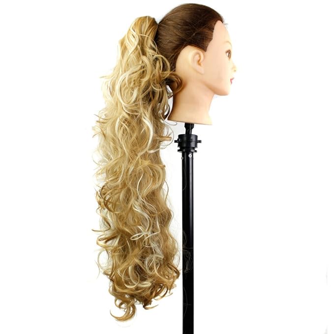S-ssoy 31"(78cm) Women's Curly Pony Tail Hair Piece Synthetic Claw Clip Ponytail Wavy Long Curled in Hair Extension Extensions Long/Voluminous Wig Hairpieces for Women Girls Lady, P27-613#