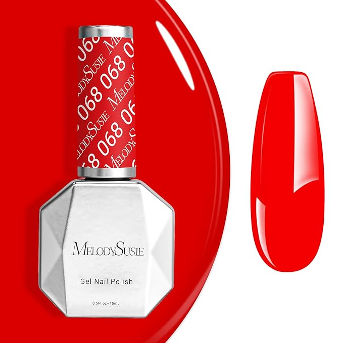 MelodySusie Light Red Gel Nail Polish, 0.5 fl oz Soak Off UV LED Bright Red Gel Polish Gift for Women Nail Art Manicure Salon DIY Nail Design Decoration at Home-068-A2805