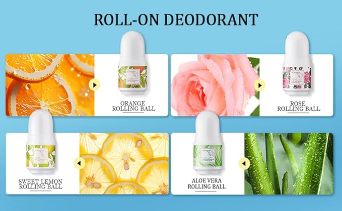 Aluminum Free Deodorant for Women, Mini Travel Size Body Antiperspirant for Women, Orange Fresh Anti Sweat Roll-On Deodorant - 1.76 Oz