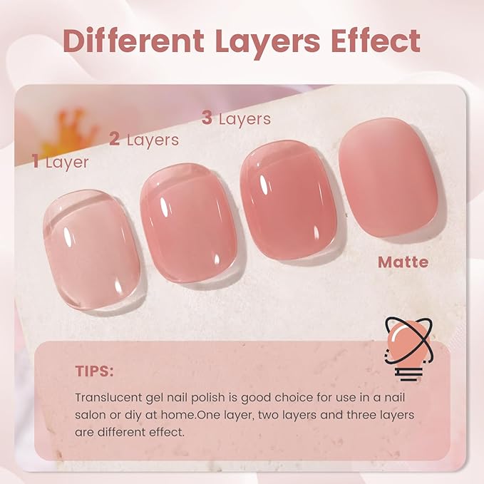 RARJSM Nude Gel Nail Polish Silvery Pink Neutral Skin Tone Sheer Jelly Gel Polish 1PC 15ml Single Bottle Creamy Transparent Pink Nail GelPolish Soak off UV LED Cured for Home Salon DIY Manicure