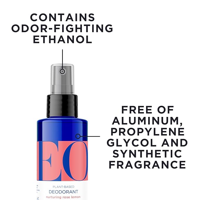 EO Organic Deodorant Spray, 4 Ounce (Pack of 3), Rose Lemon, Organic Plant-Based, Botanical Extracts
