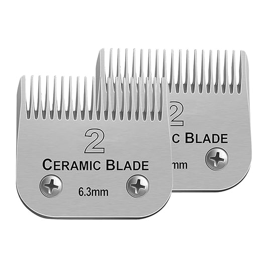 2 Packs 2# Detachable Replacement Ceramic Blades set,Compatible with Andis/oster Classic 76/Star-Teq/Power-Teq/A5 Clipper,Cut Length 1/4"(6.3 mm)