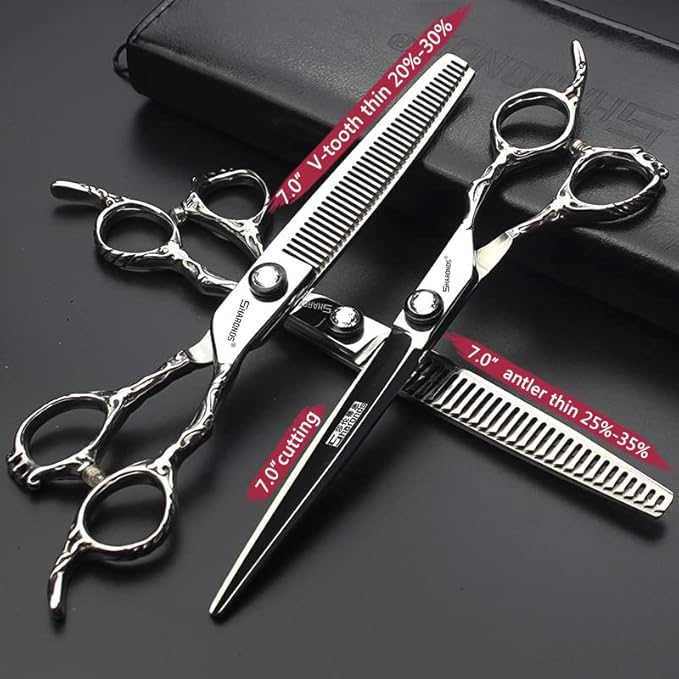 6/7/8 inch Cutting Thinning Styling Tool Rainbow Hair Scissors Professional Hairdresser Hairdresser Scissors Set (7-inch 3pc-A)