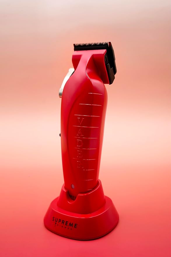 Supreme Trimmer Vader Clipper with DLC Taper Blade STC5098 | 210 Min Run Time 7500 RPM Hair Trimmer | Professional Brushless Motor Barber Clipper | Red