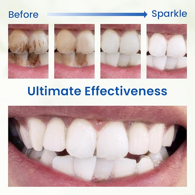 Teeth Whitening Powder, Toothpowder Fluoride-Free Hydroxyapatite Formula Enamel Strengthening Gently Cleans & Whitens