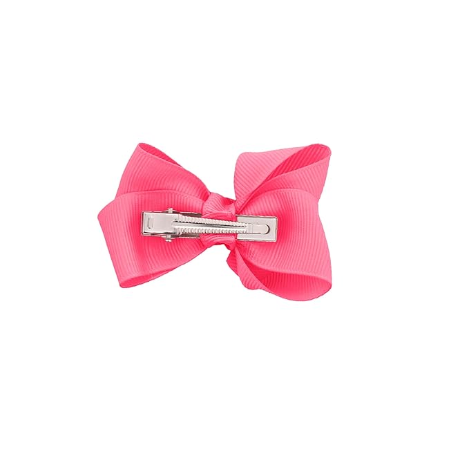4 Inch Grosgrain Hair Bow for Girls - Hot Pink