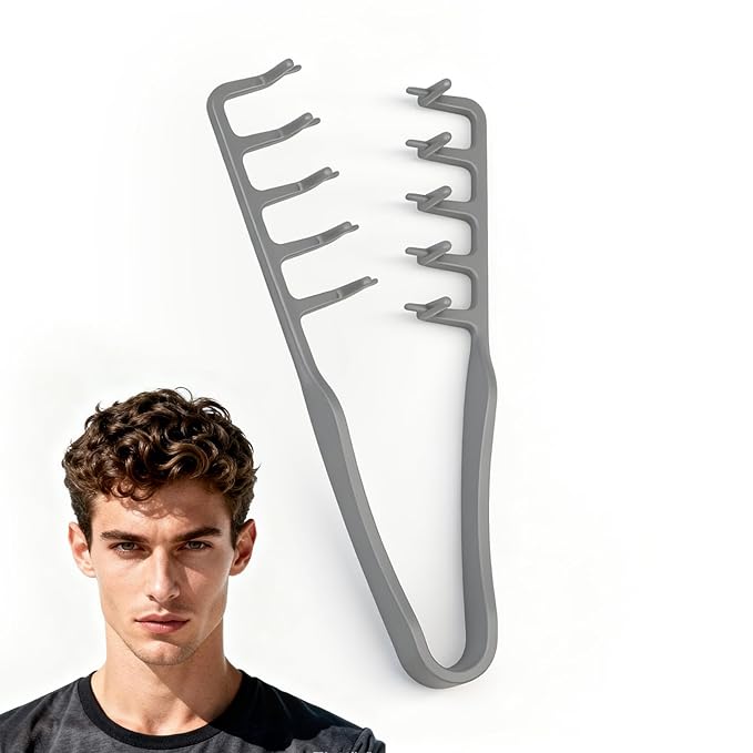 Texture Comb, Voluminous Wide-Toothed Hair Comb, Apparatus Maximum Lift Roots Volume Tool, Barber Wide Fine-Toothed Dual-Purpose Set, ABS Plastic with Textured Grip Tool for Men 1PC (Gray)