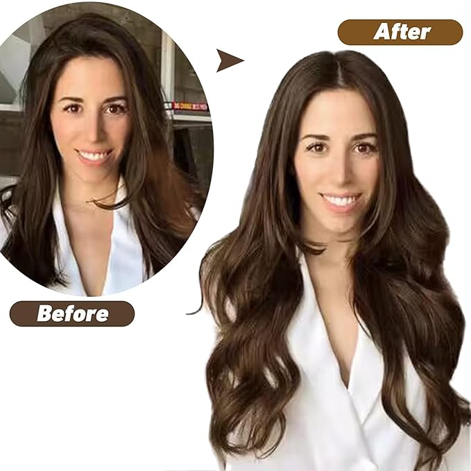 16" Clip in Human Hair Extensions Full Head 130g 7 Pieces 16 Clips 4# Chocolate Brown Double Weft Brazilian Real Remy Hair Extensions Thick Straight Silky (16",130g Chocolate Brown)