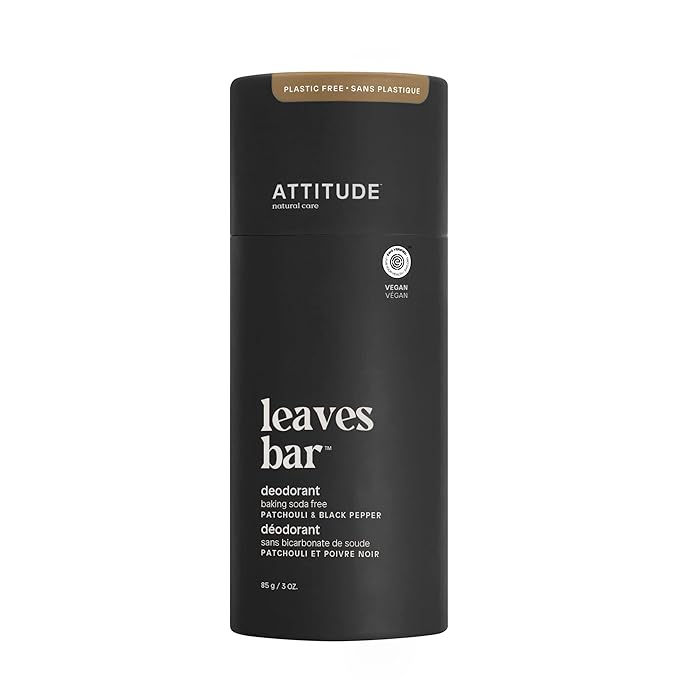 ATTITUDE Natural Deodorant, Aluminum-free, Odor Control & Long Lasting, Nourishing Ingredients, Castor, Jojoba Oils, Baking Soda-free, EWG Verified, For Men & Women, Patchouli & Black Pepper, 3 Oz