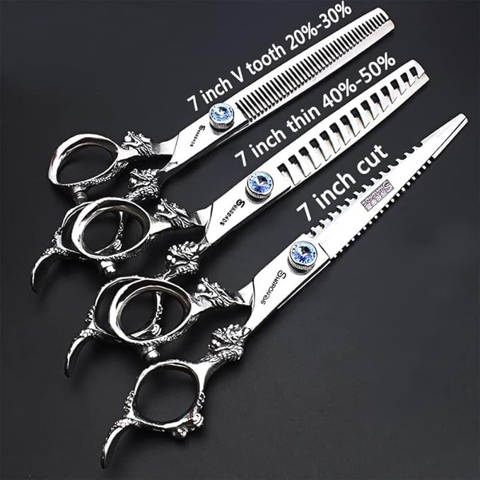 6/7/8/9-inch professional hair clipper set, stainless steel sharp hair clippers, hairdresser specific scissor(7 inches, 3 pieces)