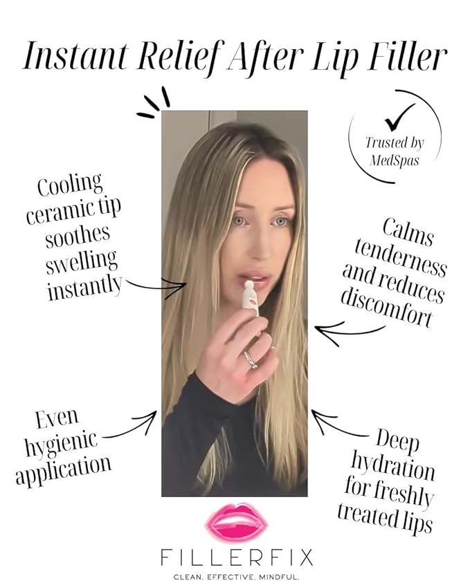 Organic Lip Filler Aftercare Serum with Cooling Ceramic Tip – Arnica & Calendula for Relief After Lip Filler