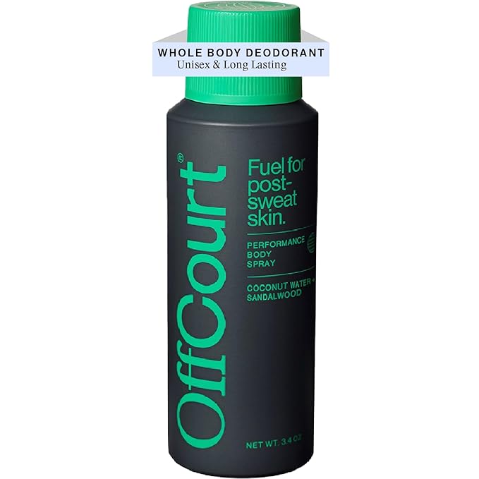 OffCourt - Natural Deodorant Body Spray for Men and Women - Aluminum Free - Whole Body Deodorant for Women and Men - Bold, Long-Lasting Coconut Water and Sandalwood Scent, 3.4 Ounce (Pack of 1)