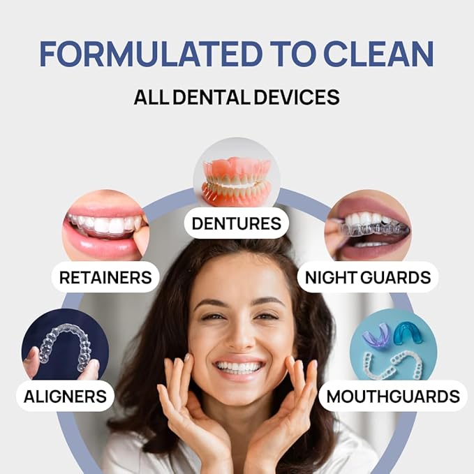 SmileAgain Retainer Cleaner - 90-120 Cleanings 12 Pack/3 Month Supply - for Clear Aligners, Dentures, Mouth Guards & Night Guards - Our Oral Appliance Cleaner & Denture Care Powder - Mint Flavored