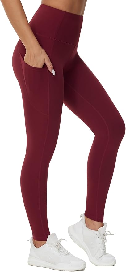 THE GYM PEOPLE Thick High Waist Yoga Pants with Pockets, Tummy Control Workout Running Yoga Leggings for Women