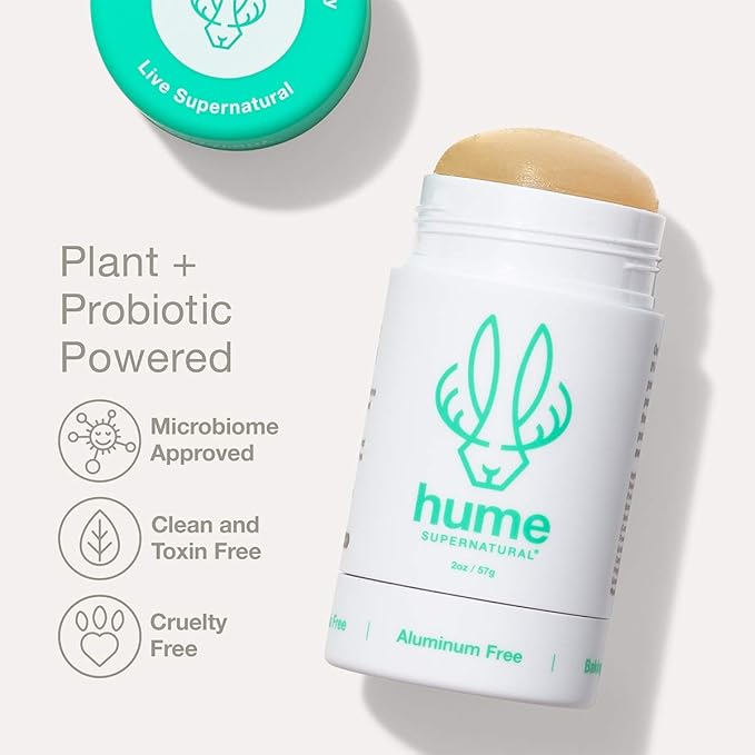 Hume Supernatural Probiotic Roll‑On Deodorant, Aluminum‑Free & Plant‑Based – Gentle on Sensitive Skin, Quick‑Drying, Long‑Lasting Sweat & Odour Protection for Teens & Adults - Desert Bloom, 3-Pack