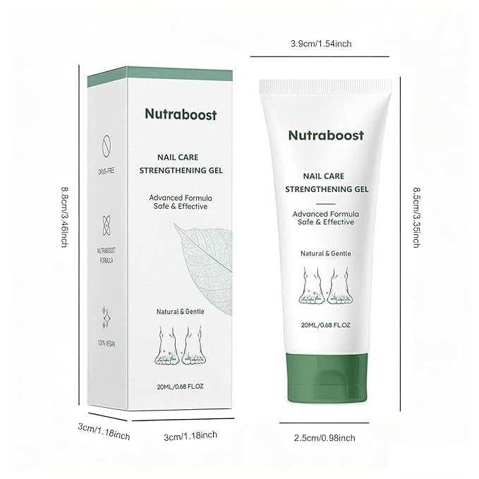 Natural Nail Care Gel, Nutraboost Strengthening Cuticle Serum for Damaged & Brittle Nails, 20ml (1 pcs) (2pcs)