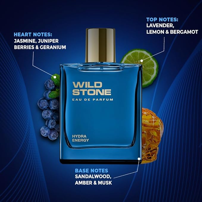 Wild Stone Hydra Energy EDP Premium Perfume for Men, 100 Ml | Long-lasting Eau De Parfum | Refreshing Fragrances for Modern Man | Active Lifestyle | Gift For Men